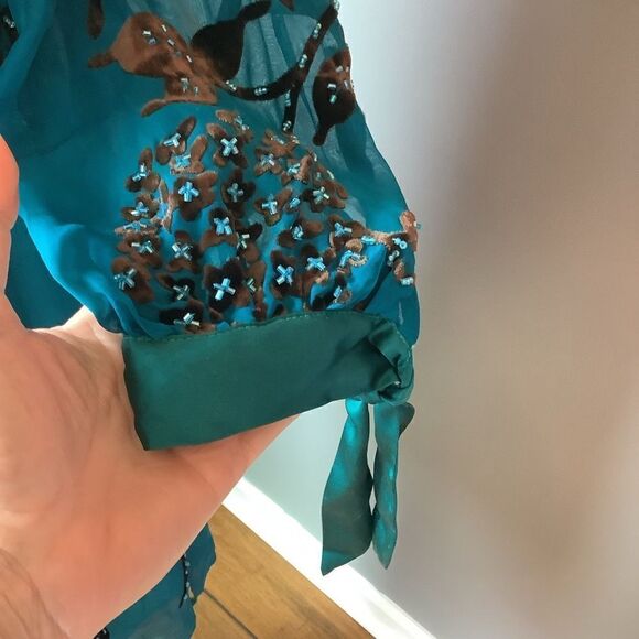 Hale Bob  Beaded Silk Dress 👗💙❤️ - Picture 3 of 8